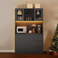 Kitchen Pantry Cabinet With Led Lights And Charging Station, Modern Kitchen Cabinet by Wrought Studio