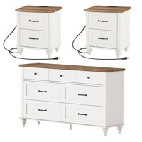 Janaria 3 Piece Bedroom Set - Includes 7 Drawer Dresser For Bedroom, Set Of 2 Nightstands With Charging Station & Drawers, 3 Piece Dresser And Nightst by Winston Porter