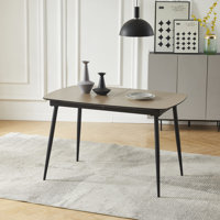Trellany 47" to 62" Rectangular Extendable Wooden Dining Table with Metal Frame for Kitchen Dining Room by Ivy Bronx