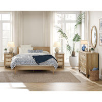 Fantashia 3 Piece Bedroom Set - Includes Farmhouse 7 Drawer Dresser, Set Of 2 Rattan End Tables With Charging Station, 3 Piece Dresser And Nightstand by Charlton Home