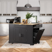 Kitchen Island with Trash Can Storage Cabinet by Lark Manor