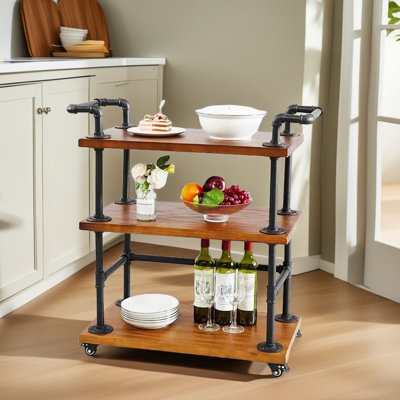 Bar Cart, Bar Carts For The Home, 3 Tier Bar Cart With Wheels, Portable Home Bar & Serving Carts, Rolling Cart For Living Room, Kitchen, Dining Room by Williston Forge