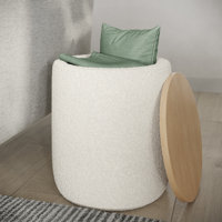 Vidur - Teddy Fabric Upholstered Ottoman with Wood Top for Living Room, Dorm, or Apartment - Ottomans with Storage by Ebern Designs