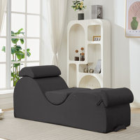 Wrought Studio™ Chaise Lounge Chair For Yoga, Chaise Lounge With Headrest, Waist Pad, Foot Pad, Cover Side Pockets Non-slip Bottom, Yoga Chair For Rel by Wrought Studio