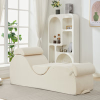 Wrought Studio™ Chaise Lounge Chair For Yoga, Chaise Lounge With Headrest, Waist Pad, Foot Pad, Cover Side Pockets Non-slip Bottom, Yoga Chair For Rel
