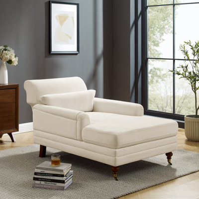 Chenille Upholstered Chaise Lounge With Adjustable Backrest by Charlton Home