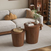 Round Coffee Table Set, Nesting Table Set Of 2, Nesting End Tables, Round Coffee Table With Storage For Living Room by Ebern Designs