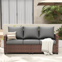Vancamp 79" Wide Outdoor All-Weather Wicker Patio Sofa With Cushions by Latitude Run