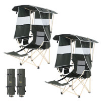 Portable Camping Chair with Canopy, Removable Footrest, Cooler Bag, and Cup Holder for Beach, Fishing, Sports, and Relaxation (2 Pack) by Arlmont & Co.