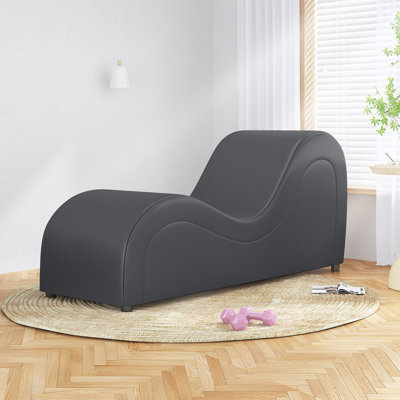 Wrought Studio™ 64" Yoga Chaise Lounge Chair For Living Room Relaxing, S-shape Yoga Sofa Chairs For Adults Yoga Exercising Stretching, Faux Leather & by Wrought Studio