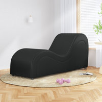 Wrought Studio™ 64" Yoga Chaise Lounge Chair For Living Room Relaxing, S-shape Yoga Sofa Chairs For Adults Yoga Exercising Stretching, Faux Leather & by Wrought Studio