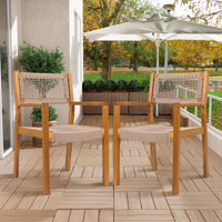 Solid Wood Outdoor Dining Armchair by Latitude Run