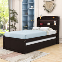 Tienna Twin XL Wooden Platform Bed with LED Headboard, Twin Trundle and Storage Drawers by Ivy Bronx