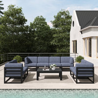 9 - Piece Outdoor Modular Sectional Set with Coffee Table by Latitude Run