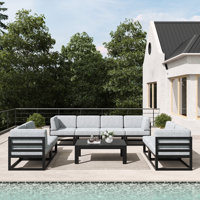 9 - Piece Outdoor Modular Sectional Set with Coffee Table by Latitude Run