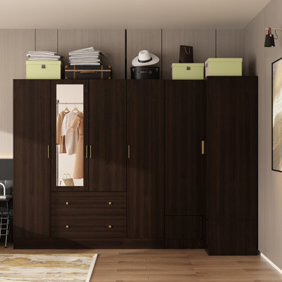 98.4"W Large L-Sharped Corner Wardrobe by Latitude Run
