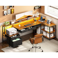 L Shaped Desk With 5 File Drawers by 17 Stories