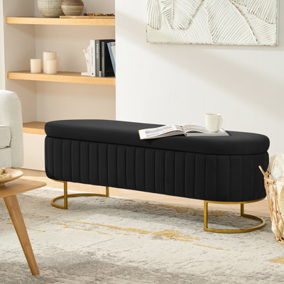 Mandolyn 55" W Storage Bench with Internal Compartmented and Channel Tufted by Mercer41