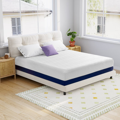 Alwyn Home 12 Inch Blue Medium Firm Gel Memory Foam Mattress With Removable Cover & Fiberglass Free For No-Noise Deeply Safe Sleep by Alwyn Home