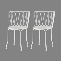 2 Piece Metal Petal Back Indoor Outdoor Bistro Dining Side Chair Restaurant Chair by Gracie Oaks