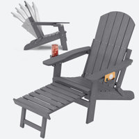 Outdoor Reclining HIPS Adirondack Chair With Footrest by Beachcrest Home
