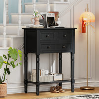 Slim Sofa Table with Storage Drawers and Bottom Shelf by Lark Manor