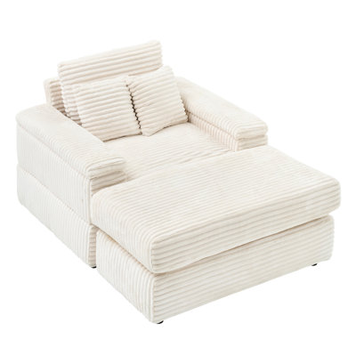 44" Corduroy Single Seater Upholstered Sofa + Ottoman by Ebern Designs