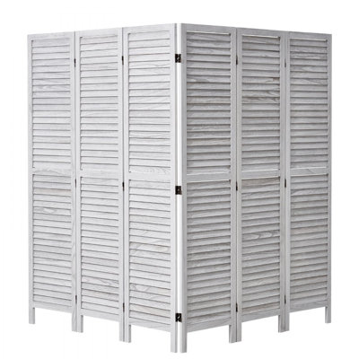 Wood Room Divider, 6 Panel Wood Folding Privacy Screen, 66.9 Inches Tall Indoor Louvered Partition Divider