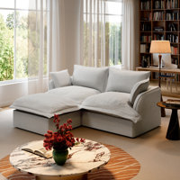 Debarh Upholstered Cloud Sofa Modular Sofa Loveseat With Ottoman Sectional Sofa for Living Room Bedroom