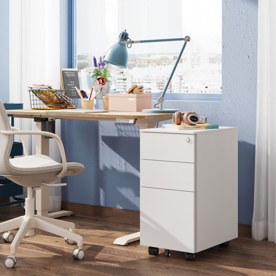 11.8 Inch Small File Cabinet With 3 Drawers, Rolling Filing Cabinet by Inbox Zero