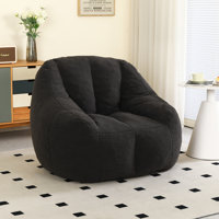 Soft Teddy Fabric Tufted Foam Bean Bag Chair Filled With Memory Sponge For Dorm, Apartment, Living Room by Trule