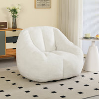 Soft Teddy Fabric Tufted Foam Bean Bag Chair Filled With Memory Sponge For Dorm, Apartment, Living Room by Trule
