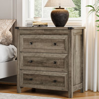 3 Drawers Dresser 26.4" W, Nightstand Chest of Drawers ,Bedside Table with Rhombus Handle by Winston Porter