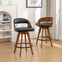 Cayuga Modern Swivel Upholstered Stools with Open Low Back by George Oliver