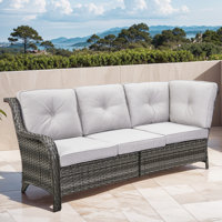 Deb 73.62" Wide Outdoor Wicker Patio Sectional With Cushions by Red Barrel Studio
