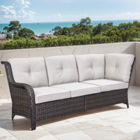 Deb 73.62" Wide Outdoor Wicker Patio Sectional With Cushions by Red Barrel Studio
