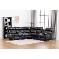 Sectional 3-Piece 197”Recliner Sofa Set For Living Room Bluetooth Three Speaker ,Led Lighting And Cup Holders
