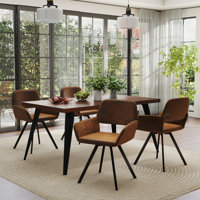 Corso Adelene Elegant 5 Pieces Dining Table Set Modern & Functional Rectangular Dining Table with Swivel Upholstered Chairs for Dining Room by George Oliver