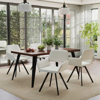 Corso Adelene Elegant 5 Pieces Dining Table Set Modern & Functional Rectangular Dining Table with Swivel Upholstered Chairs for Dining Room by George Oliver