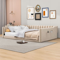 Murdoch Velvet Upholstered Daybed with Side Storage Pocket by Mercer41