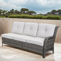 Deb 73.62" Wide Outdoor Wicker Patio Sectional With Cushions by Red Barrel Studio