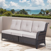 Deb 73.62" Wide Outdoor Wicker Patio Sectional With Cushions by Red Barrel Studio
