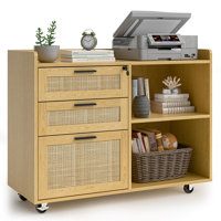 3 Rattan Drawer Lateralfile Cabinets With Lock by Bay Isle Home