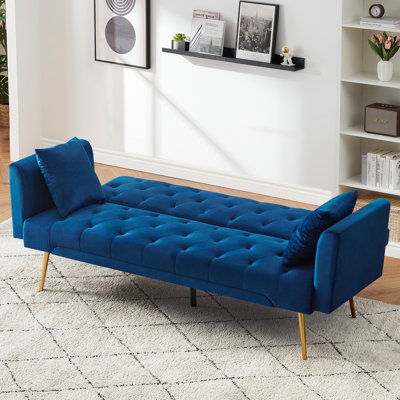 Futon Sofa Convertible Velvet Loveseat Sleeper Sofa Couch for Bedroom Living Room Office by Mercer41