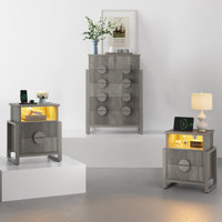 Wrought Studio™ 3 Piece Bedroom Set - 6 Drawer Fluted Tall Dresser And Two 2 Drawer Fluted Nightstands by Wrought Studio