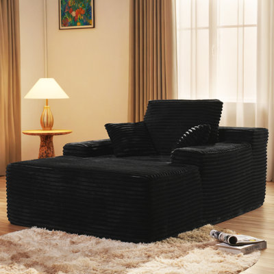 Chaise Lounge Chair Indoor With Pillows, 48.42 "d Oversized Sleeper Chair, Could Plush Corduroy Comfy Sofa For Bedroom, Living Room, Office by Mercer41