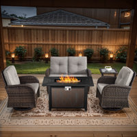 Aluel 5-Pieces Outdoor Fire Pit Table Combination Set