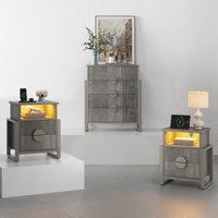 Wrought Studio™ 3-piece Bedroom Set - 4 Drawer Fluted Dresser And Two 2 Drawer Fluted Nightstands by Wrought Studio