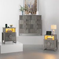 Wrought Studio™ 3-piece Bedroom Set - 8 Drawer Fluted Dresser And Two 2 Drawer Fluted Nightstands by Wrought Studio