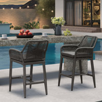 Lark Manor™ Modern Bar Stools Set Of 2, Aluminum Bar Stool With High Fensity Cushion For Indoor And Outdoor, Kitchen Island by Lark Manor